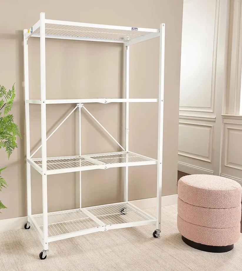Foldable 4-Tier Storage Rack – Space-Saving Organizer Shelf