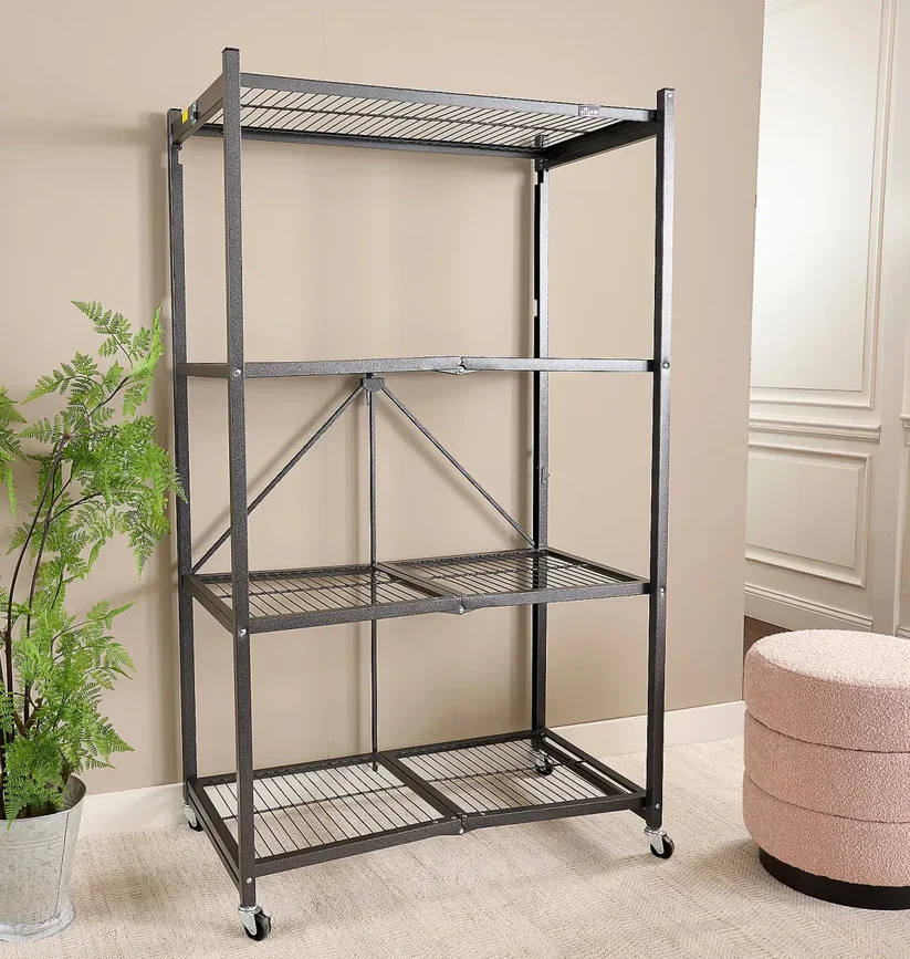 Foldable 4-Tier Storage Rack – Space-Saving Organizer Shelf
