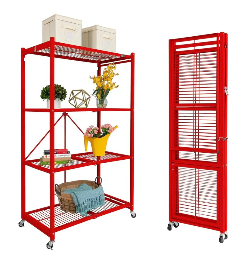 Foldable 4-Tier Storage Rack – Space-Saving Organizer Shelf