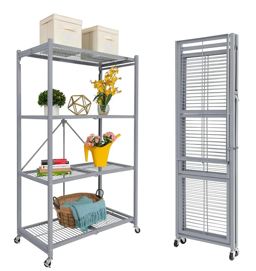 Foldable 4-Tier Storage Rack – Space-Saving Organizer Shelf