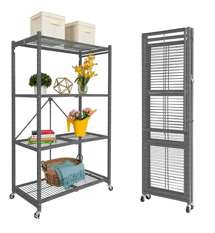 Foldable 4-Tier Storage Rack – Space-Saving Organizer Shelf