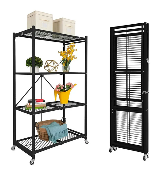 Foldable 4-Tier Storage Rack – Space-Saving Organizer Shelf