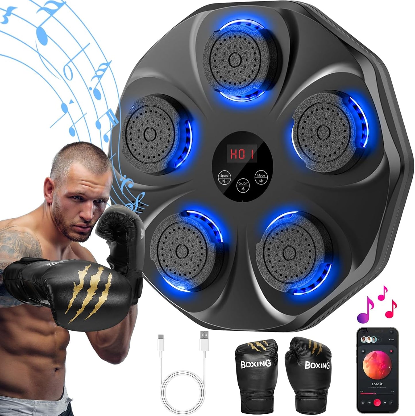 Music boxing machine, large size wall-mounted electronic boxing target
