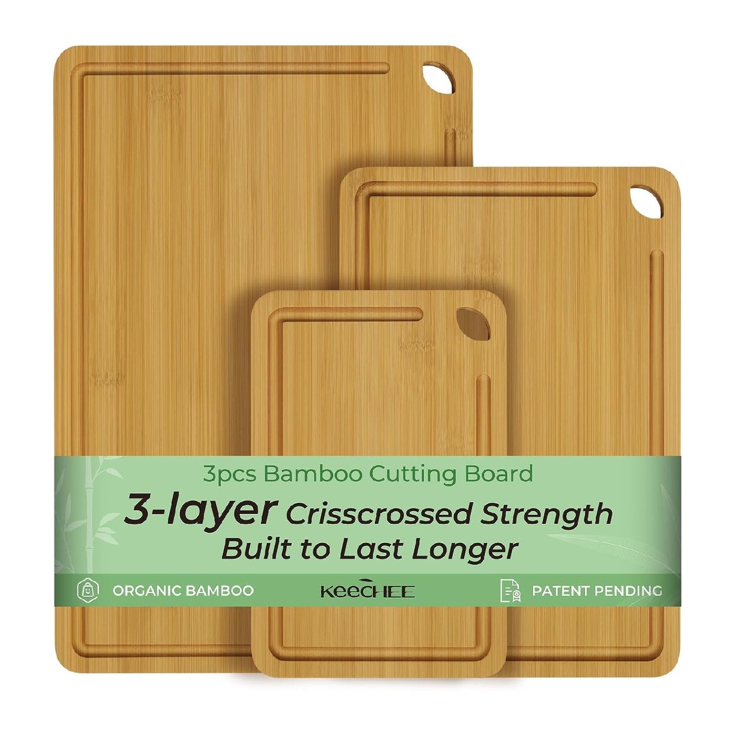 Durable Bamboo Cutting Board – Kitchen Chopping Board with Juice Groove & Built-in Handles, Ideal Gift for Cooking Lovers