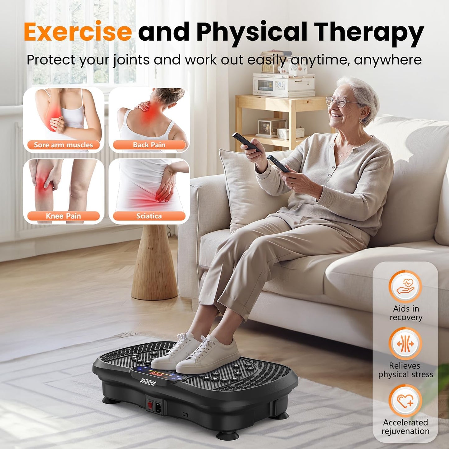 AXV Vibration Plate Exercise Machine – Full Body Fitness Platform for Weight Loss, Lymphatic Drainage & Fat Burning