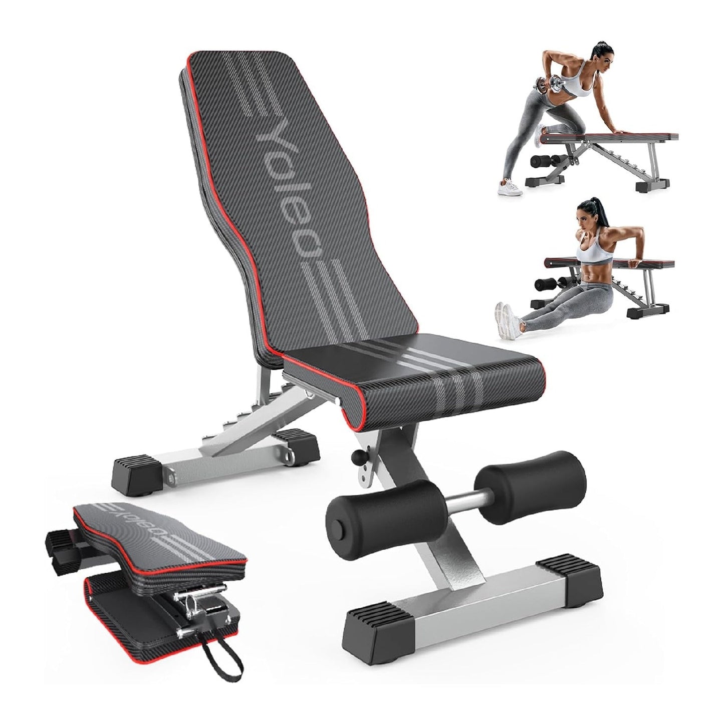 Yoleo Adjustable Weight Bench – Foldable Full Body Workout Bench for Home Gym, Incline/Decline/Flat Positions
