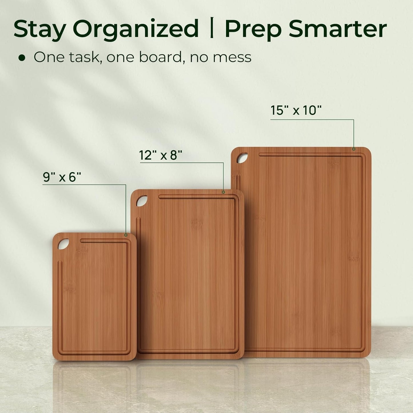 Durable Bamboo Cutting Board – Kitchen Chopping Board with Juice Groove & Built-in Handles, Ideal Gift for Cooking Lovers
