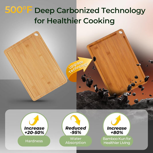 Durable Bamboo Cutting Board – Kitchen Chopping Board with Juice Groove & Built-in Handles, Ideal Gift for Cooking Lovers
