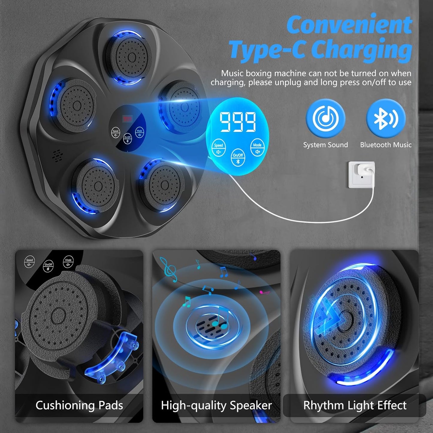 Music boxing machine, large size wall-mounted electronic boxing target