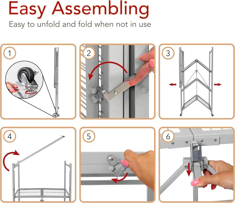 Foldable 4-Tier Storage Rack – Space-Saving Organizer Shelf