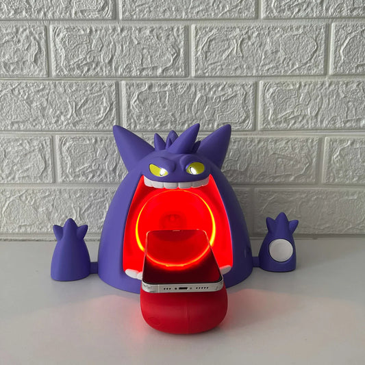 Gengar Wireless Charger – 3D Printed Pokémon-Inspired Charging Dock with Glowing LED