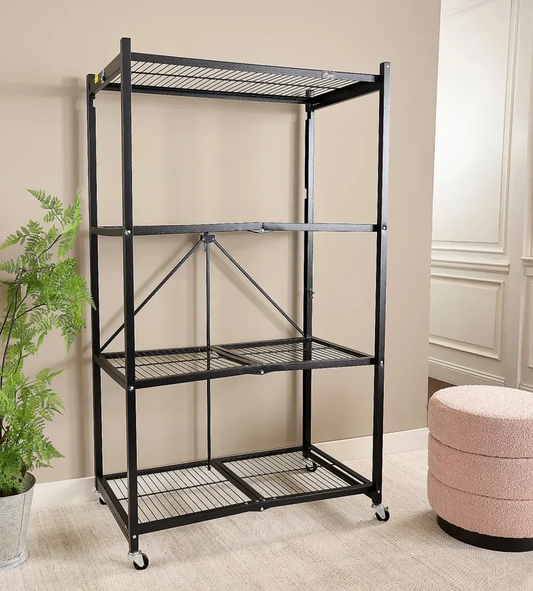 Foldable 4-Tier Storage Rack – Space-Saving Organizer Shelf