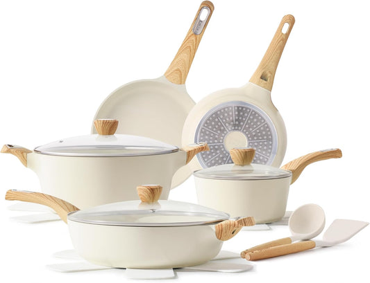 Ceramic Nonstick Cookware Set – 14-Piece Pots & Pans, Induction Compatible, Healthy & Toxin-Free