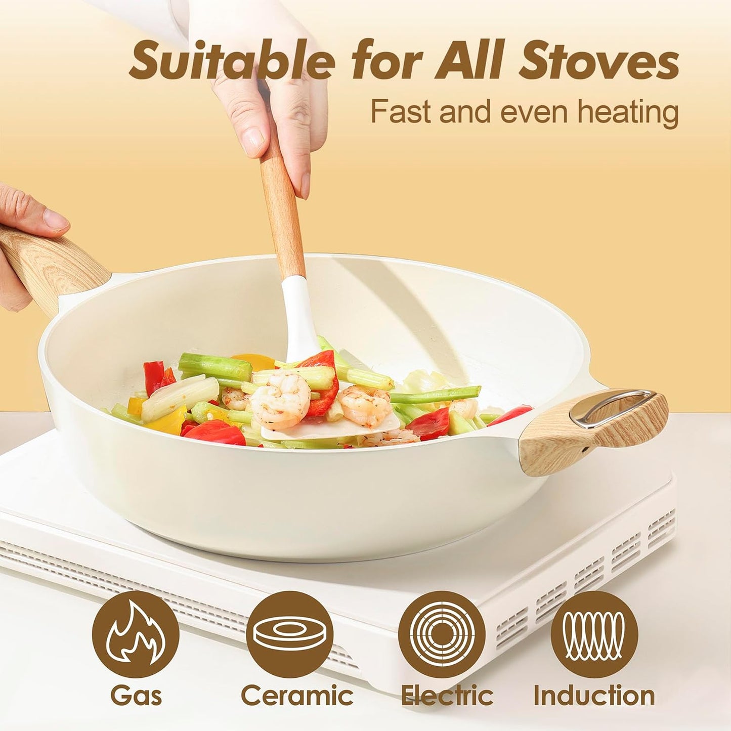 Ceramic Nonstick Cookware Set – 14-Piece Pots & Pans, Induction Compatible, Healthy & Toxin-Free