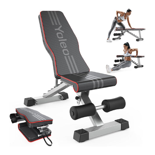Yoleo Adjustable Weight Bench – Foldable Full Body Workout Bench for Home Gym, Incline/Decline/Flat Positions