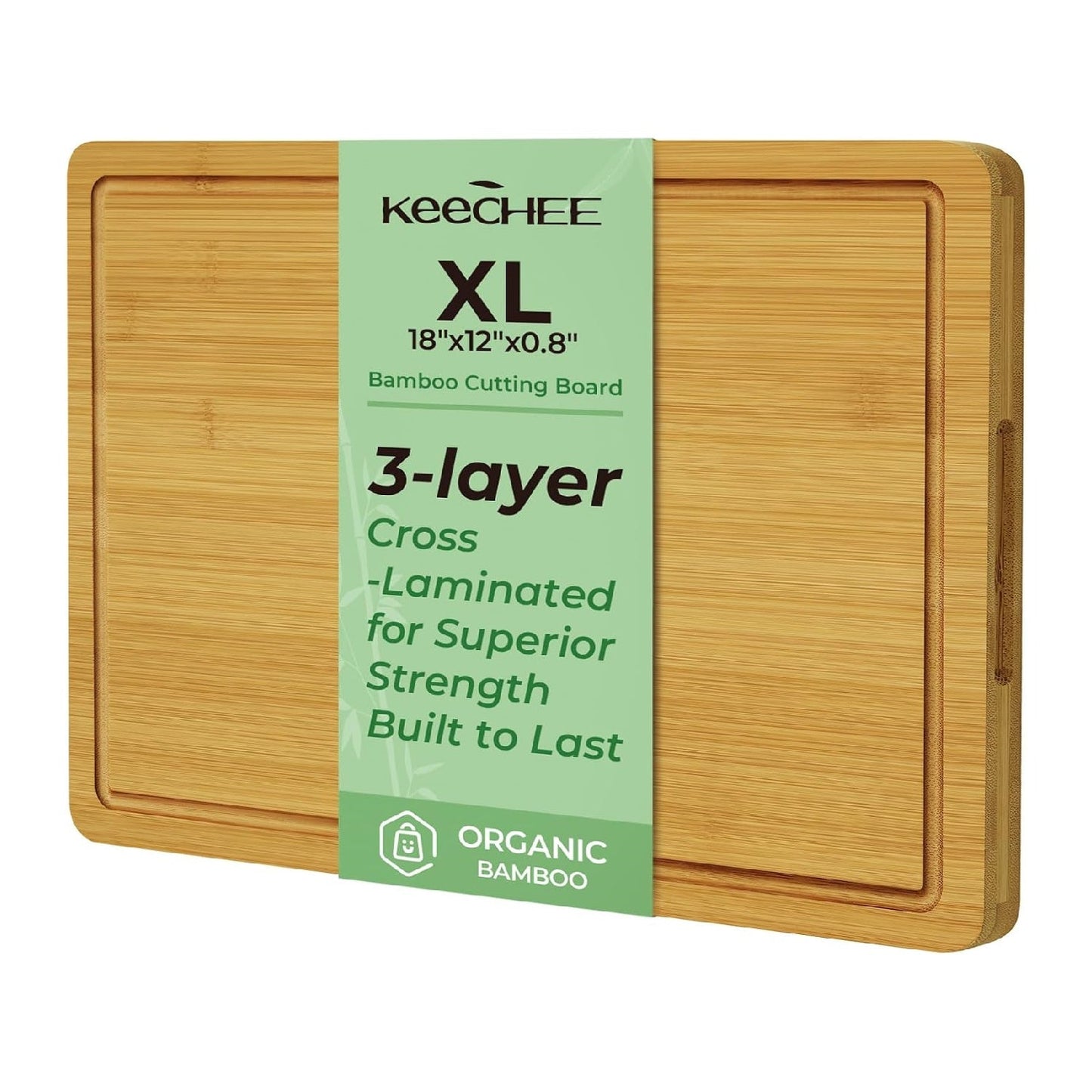 Durable Bamboo Cutting Board – Kitchen Chopping Board with Juice Groove & Built-in Handles, Ideal Gift for Cooking Lovers