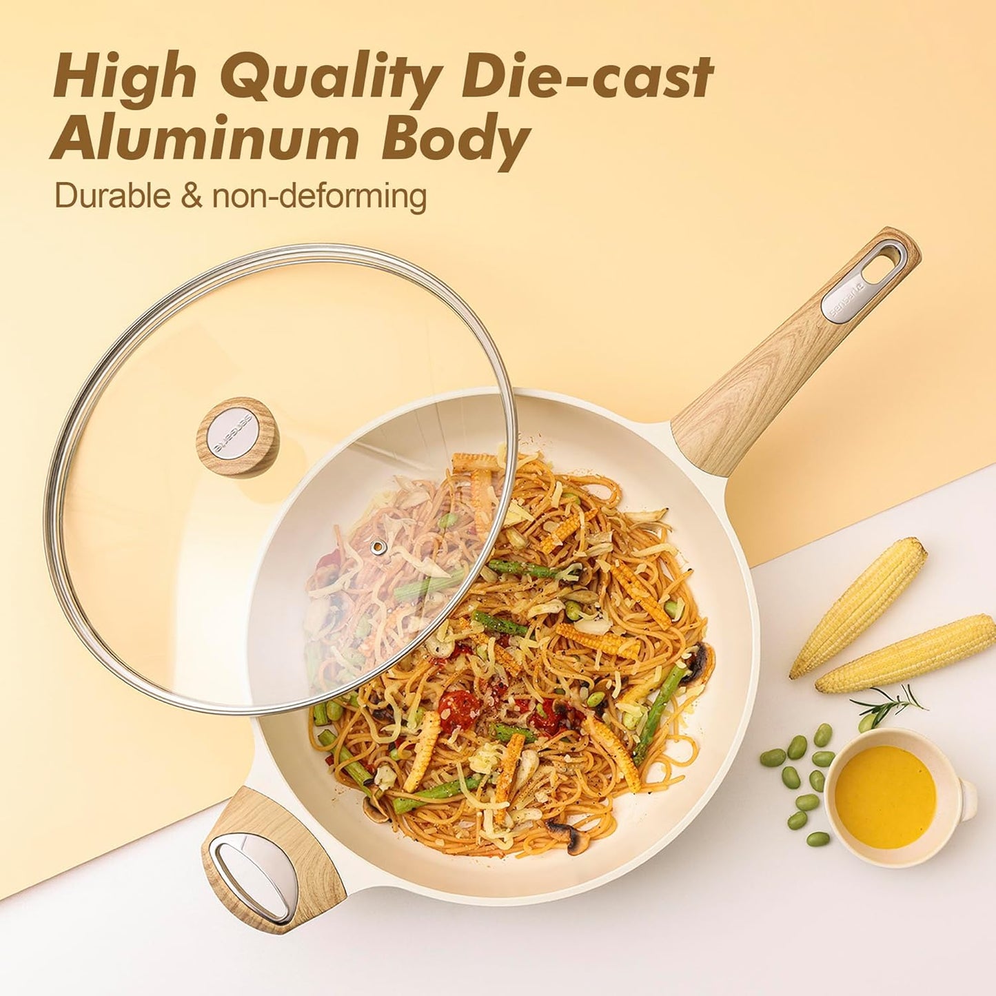 Ceramic Nonstick Cookware Set – 14-Piece Pots & Pans, Induction Compatible, Healthy & Toxin-Free