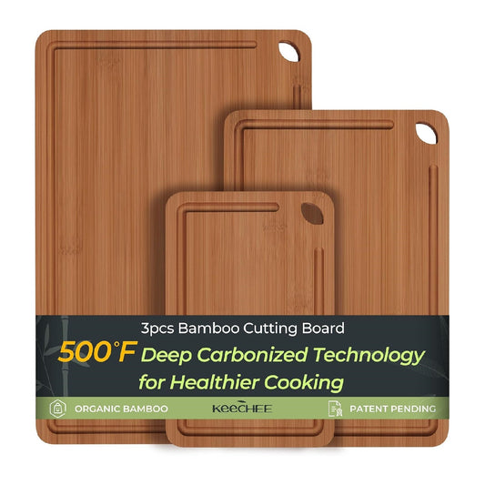 Durable Bamboo Cutting Board – Kitchen Chopping Board with Juice Groove & Built-in Handles, Ideal Gift for Cooking Lovers